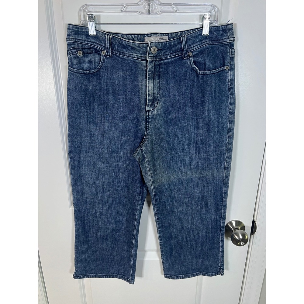 Chico's Women Capri Pants Platinum Stretch‎ Denim Blue Size 2